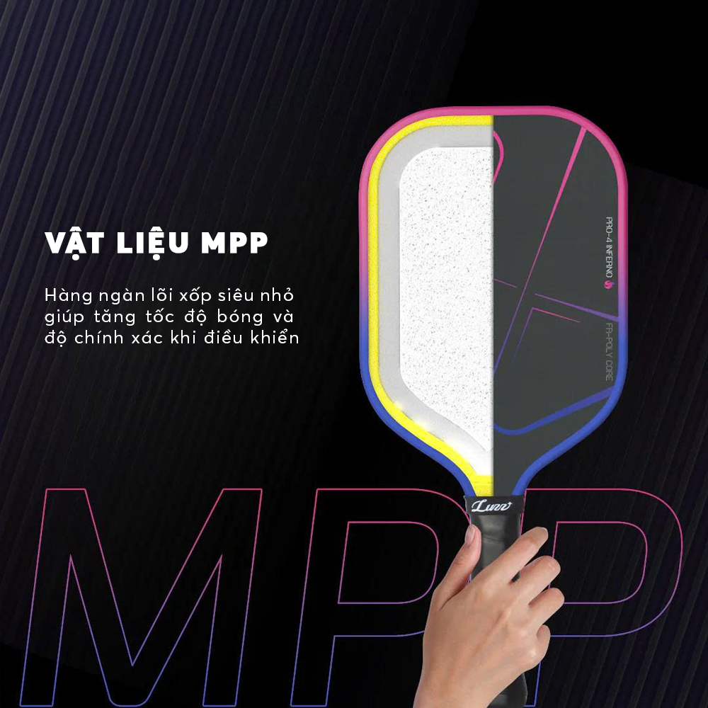 Vợt Pickleball Luzz Inferno Chính Hãng – Hồng - Sức Mạnh Bùng Nổ, Kiểm Soát Ổn Định -  Tăng Spin - Điểm Ngọt Rộng Dễ Thuần